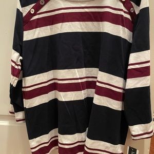 Hasting and Smith XL Maroon and Black 3/4 sleeve button embellished shirt